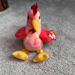 Ty Rooster Plush in Red and Yellow Doodle